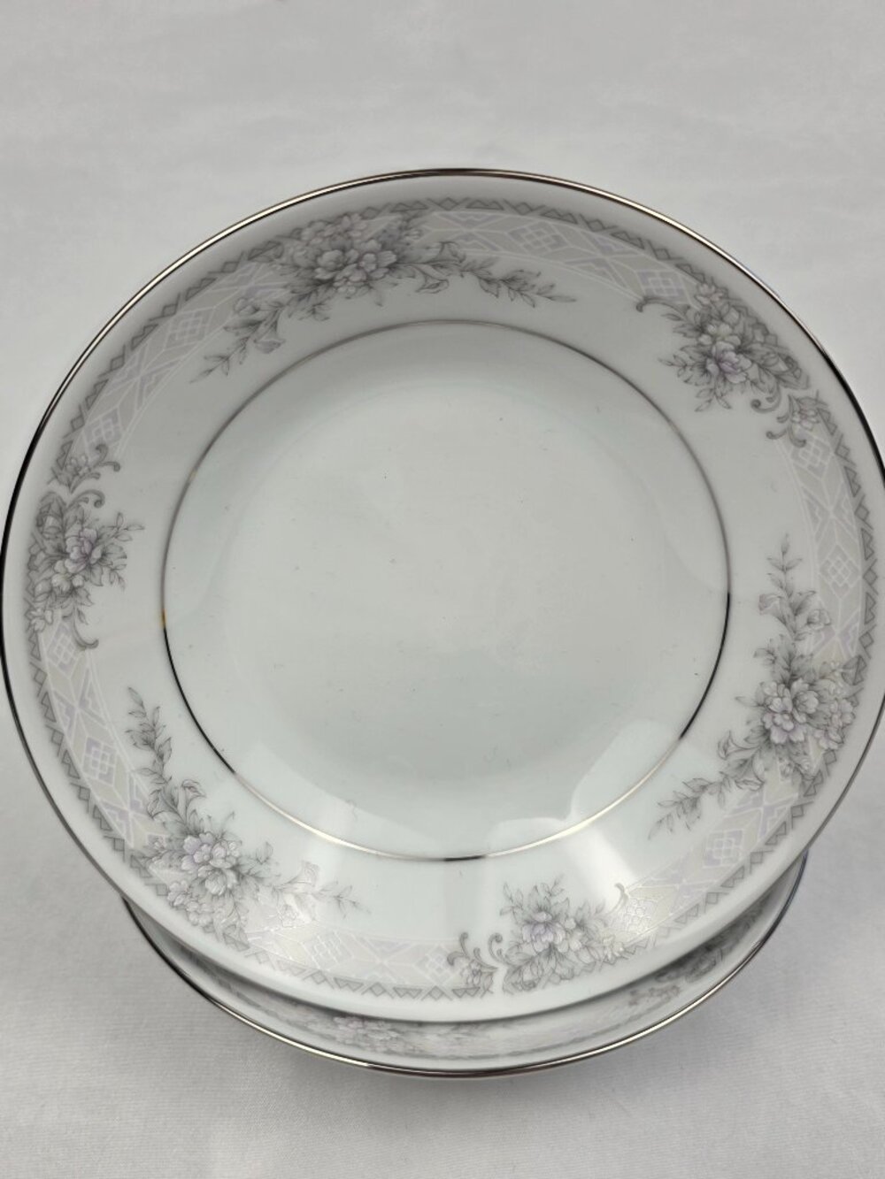 TWO Noritake Sweet Leilani Fruit Bowls #3482 Gray Pink Floral 5 1/2 Inches